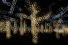 USA-Arizona-Buckeye-Abstract of decorated trees at night during Christmas Art Print
